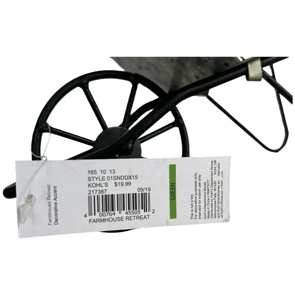 Sonoma Farmhouse Retreat Metal Wheelbarrow Decor Accent NWT